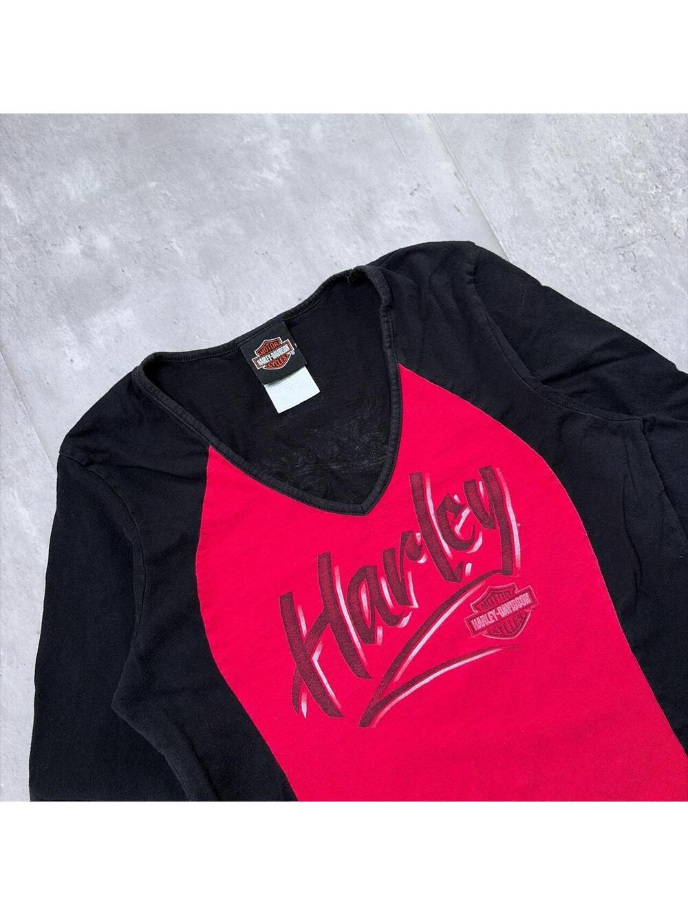 Y2K Red Harley Davidson San Jose Cali Grunge Gothic Biker Long Sleeve Shirt - Picture 5 of 8